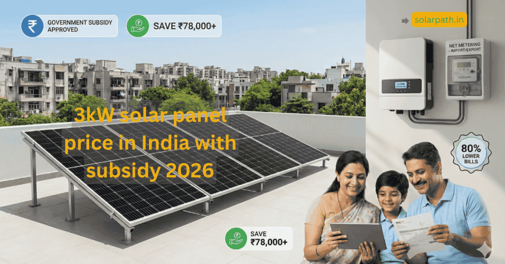 3kW solar panel price in India with subsidy 2026