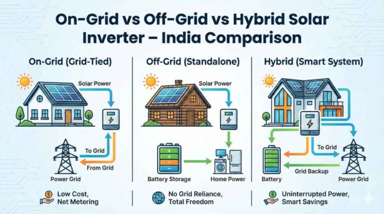 On-Grid vs Off-Grid vs Hybrid Solar Inverter: Which is Best in India ...